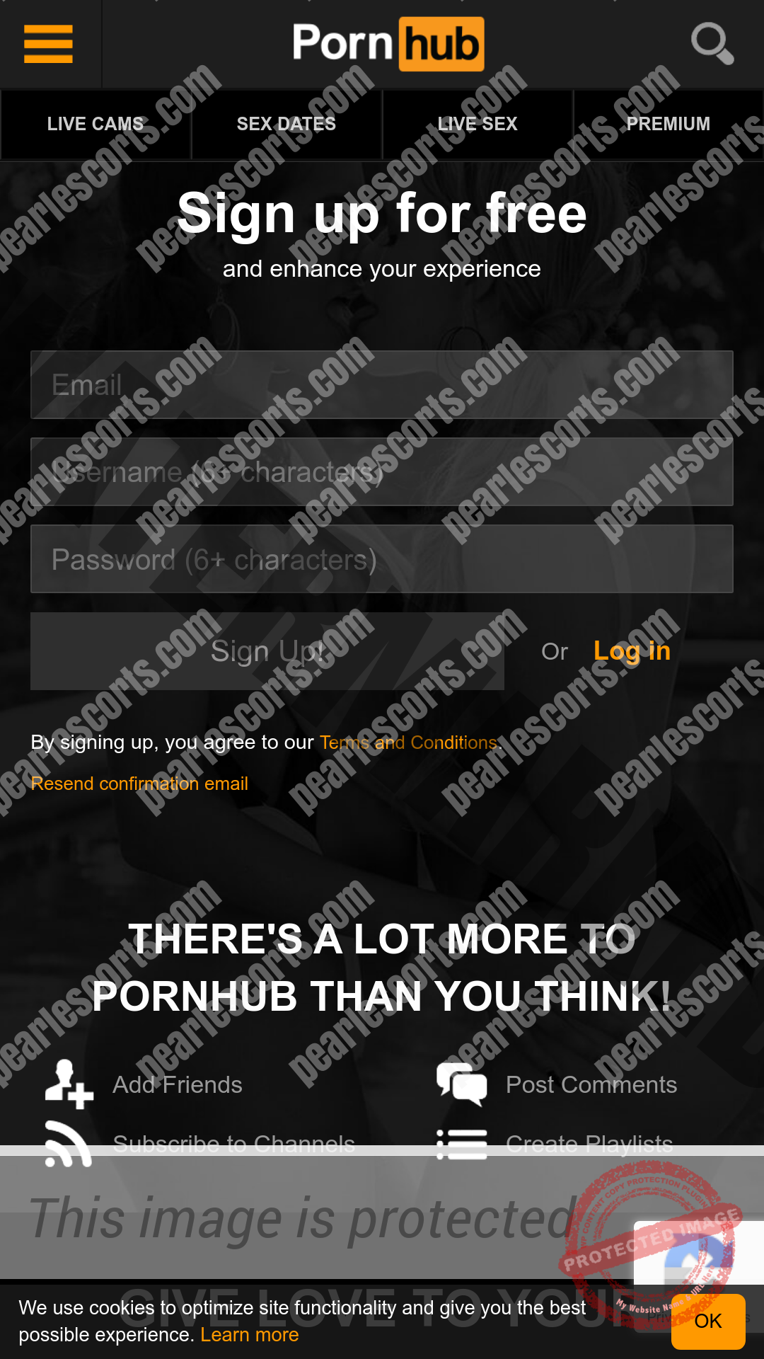PornHub Sign Up Page